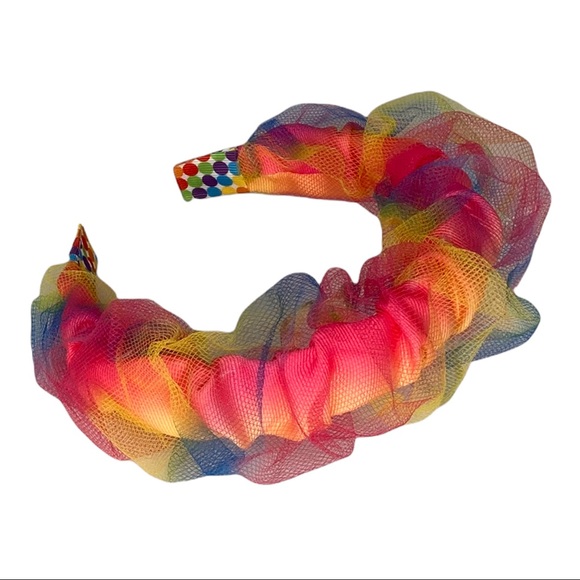 “Unicorn”/rainbow Scrunchie grosgrain headband with overlay organza - Picture 4 of 6